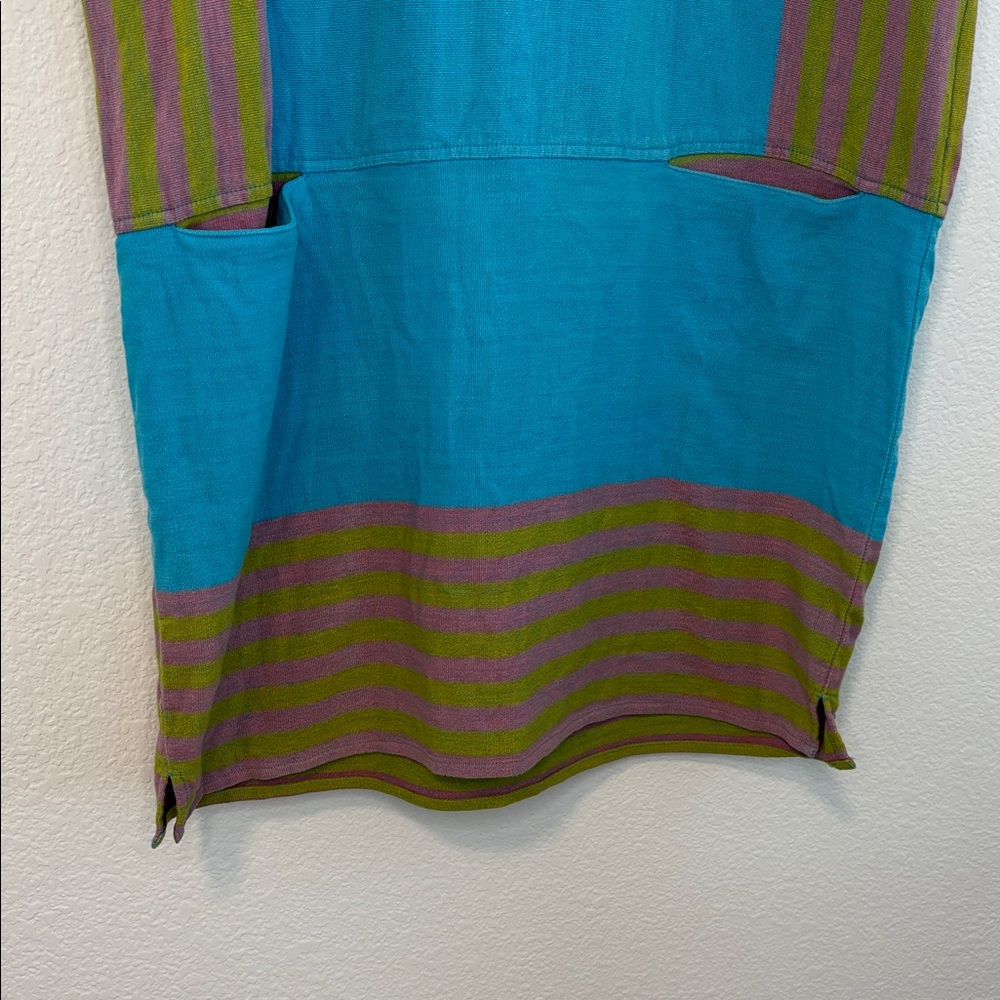 Uncle Frank Pink and Lime Striped Mini Dress with Blue Stitching - Picture 6 of 11